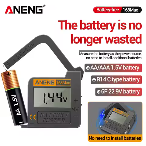 Battery Tester Digital Display Portable ANENG 168Max Professional AA/AAA/1.5V/9V/C/D Lithium Battery