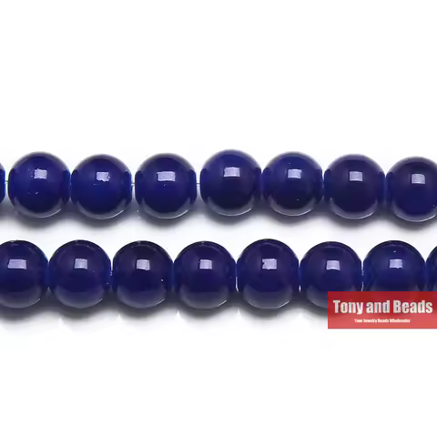 16" Imitation Dark Blue Round Glass Loose Beads 6 8 10MM Pick Size for Jewelry Making IJ2