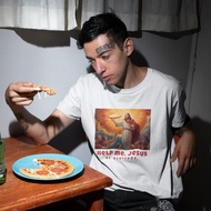 JESUS PIZZA 中性短袖T恤 白色 禮物耶穌聖誕基督食物信仰上帝