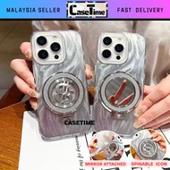 Oppo A54 A57 2022 A58 A60 A74 A76 A77s A79 A93 A98 fon sarung spin money mirror round stand feather 