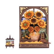 ROBOTIME Rowood Golden Sunflower Wall Art 3D Wooden Puzzle Puzzle Accessories Kids Art Gifts