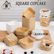 [SG] 50pcs Baking Cup Square Cupcake Butter Pound Cake Brownies Cheesecake Cupcake Liner With lid