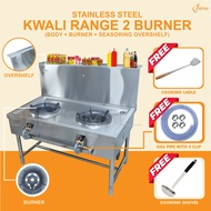 BERES Stainless Steel Gas Burner Stove Cooking 2 Burner High Pressure Kwali Range Dapur Masak Restorant Dapur Gas 2 Tungku Dapur Stainless Steel Dapur Kedai Tomyam Kedai Mamak Mee Goreng