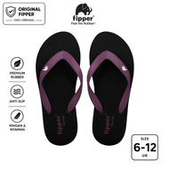 Fipper Comfy Sandal Jepit Anti Slip Pria Wanita Original Ringan Nyaman Hitam Black / Purple Dark
