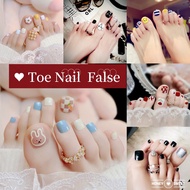 Ready Stock In Malaysia Toe Fake Nails 24pcs With Glue Feet Nails Kuku Kaki Palsu Foot False Nail We