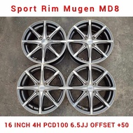 Ori Mugen MD8 Sport Rim 16 Inch 4H PCD100 16 x 6.5JJ Inset 50 For Honda Jazz &amp; Honda City Tmo / Wheel