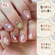 10pcs 2026 Cartoon Fake Nails Labubu Twinkle Popmart Molly Cat Eye Fake Nails Kuku Palsu Handmade