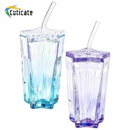 [Cuticate] Drinking Glass Drinkware Stylish Convenient Iced Coffee Glass Coffee Cup Tea Water Cup fo