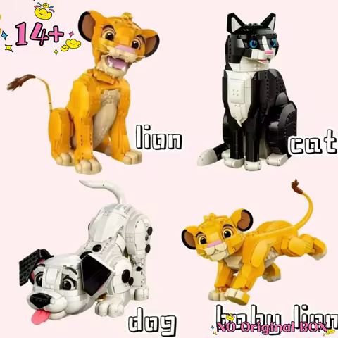 Hot 21349 43247 Animal Set 101 Dog Cat Lion Building Blocks Bricks MOC Cute Pets Toys Kids Holiday B