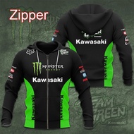 Xzx180305 in stock! Kawasaki racing team 3D print men zipper hoodies motorcycle racing over sized Sweatshirt Jacket coats