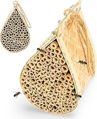 Made Easy Kit Bee House – Attracts Mason & Leafcutter Bees – Natural Bamboo Pollinator Habitat with 