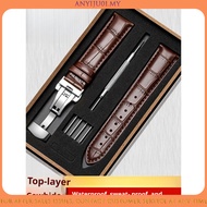 Apply To TISSOT LONGINES CITIZEN CASIO DW Watch Strap Genuine Leather Butterfly Buckle For Men Women