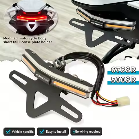 For 675SR 675SR-R 675NK 500SR 2024-2026 Motorcycle Short Tail Tidy Folding License Plate Frame Integ