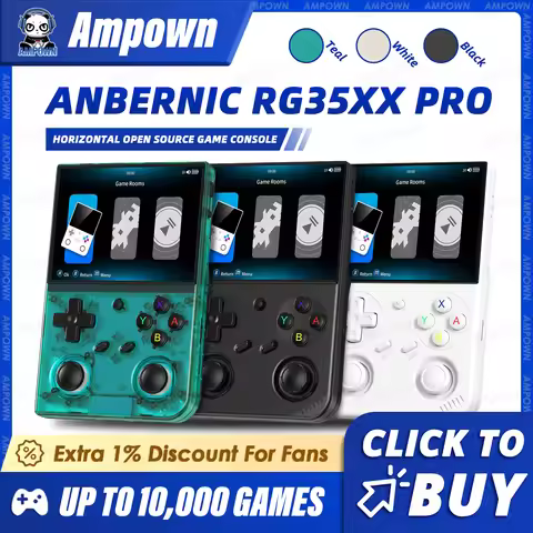 ANBERNIC RG35XX PRO Video Game Consoles 3.5'' IPS Screen TV Output Streaming RixelHK Downloader Hand