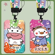Cartoon Lucky Cat Cow Card Holder Name Tag Id Card Holder Student Card Holder Keychain Doll Lanyard 