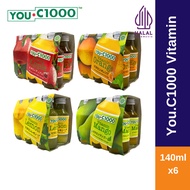 HALAL YOU.C1000 Vitamin Apple/Orange/Lemon/Mango Drink 140mlX6