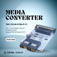 Tarmoc TMC-2SC4G-AB-P-V1-PCBA | Media Converter Switch 2SC 4LAN / 2 SC 4 LAN Gigabit POE IN 9-57 VOL