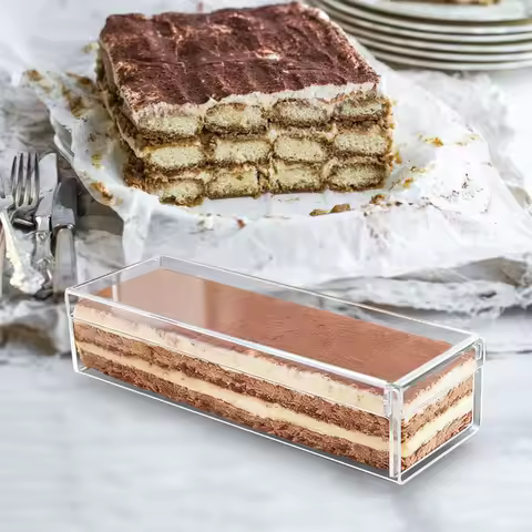Tiramisu Container Multipurpose Nonstick Dessert Carrier for Wedding Kitchen Rectangle Tiramisu Cake