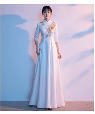 Chinese Style Cheongsam Formal Dress for Gala Singing Ceremonial Hosting and Award Ceremony