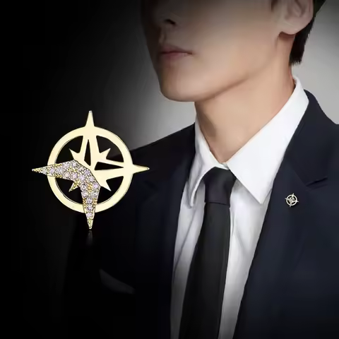 Six-Pointed Star Brooch Men's Suit Corsage Small Collar Pin Shirt Collar Button Creative Personalize