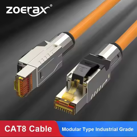 ZoeRax Cat8 Ethernet Patch Cable S/FTP 22AWG Double Shielded Solid Cable | 2000Mhz 2Ghz 40Gbps | 5th