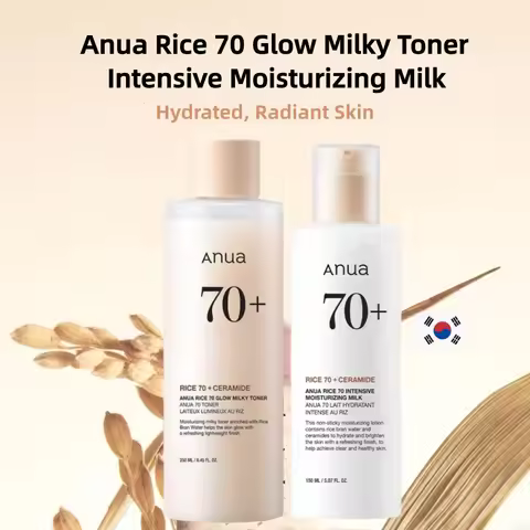 Korean Skincare Set ANUA Rice 70 Glow Milky Toner,Intensive Moisturizing Milk Lotion,Hydrating&Nouri