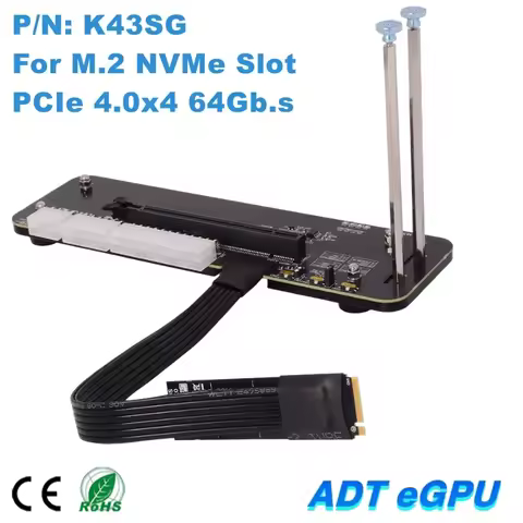 PCIe 4.0 X4 Riser Cable 64Gbs M.2 Key M NVMe External Graphics Card Stand Bracket Gen 4/3 eGPU for L