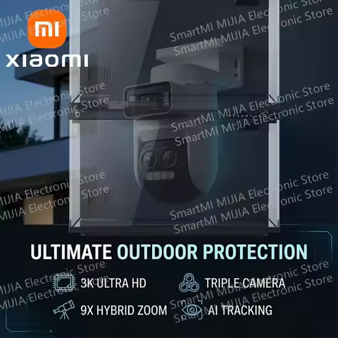 XIAOMI New Smart Outdoor Camera 4 Pro Triple Camera Zoom Edition，360° 5MP 3K，9x Hybrid Zoom，IP66，Chi