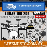 SUDOKU Lunar 10R 20K Electronic Drum with Alesis Crimson II Module with Drumsticks, Headphones, Pedals and Drum keys