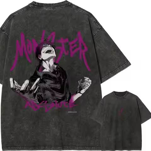 Toji Fushiguro Monster T-shirt Jujutsu Kaisen Tee Vintage Washed Oversized Retro Anime Harajuku Stre