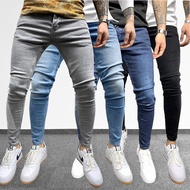 【CW】Men's Sweatpants Sexy Hole Jeans Pants 2022 Casual Summer Autumn Male Ripped Skinny Trousers Slim Biker Outwears Pants