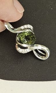 全新天然水晶捷克隕石吊咀S925純銀音符吊墜