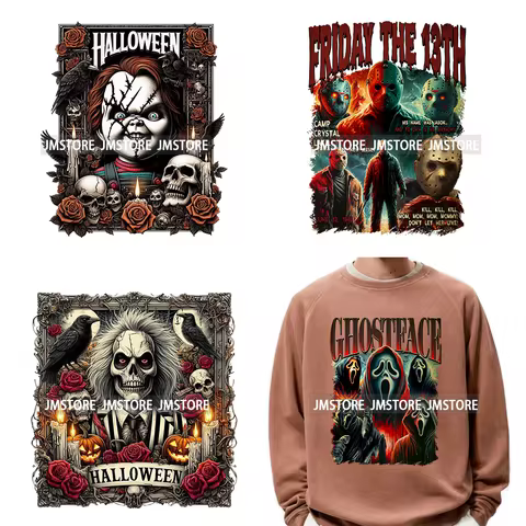 Horror Character Friends Scary Vibes Halloween Thermal Designs DTF Iron On Transfers Stickers Ready 