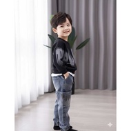 DBOX DENIM SWEATER SET FOR BOYS AGED 6 MONTHS - 5 YEARS LONG SLEEVE ABSTRACT MOTIF JEANS