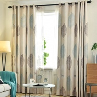 Sortina Langsir Blackout Curtain Window Grommet Curtain Leaves Printed Curtain Slding Door for Room Kitchen Curtain Hook