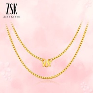 Free Shipping Necklace 七夕礼物ZSK珠宝盒子链黄金项链女999足金锁骨项女金链时尚百搭 Kalung Rantai