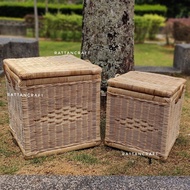 Big Rattan Laundry Basket / Large Square Rattan Basket