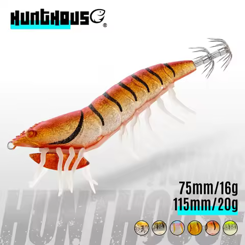 Hunthouse 3D HYBRID SHRIMP EGI Lure 115&75mm 20&16g For Fishing Squid Jigs Leurre Eging Jigging Octo