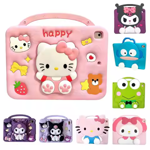 Sanrio Cartoon Kitty Melody holder Silicone Tablet Case For IPad A16 Air 2 3 4 5 6 10.9 Mini 6 7 Pro
