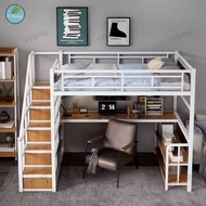 (WAS 01 72 45 58 75 FYking Bed Frame Loft Bed Iron Elevated Bed Saving M2 Loft Style Step Sheet Uppe
