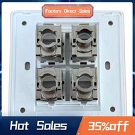 4 Sockets CAT6A RJ45 Faceplate LAN Network Outlet Jack Shielded Ethernet Wall Panel Board 86x86mm Ne