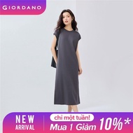 GIORDANO Women Dresses Solid Color Simple Basic Dresses Crewneck Short Dolman Sleeve Gentle Fashion 