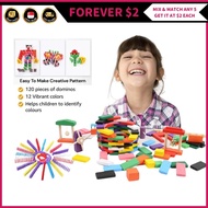 (FOREVER $2) 120PCs Wooden Domino Block Set Montessori Toys Gift Kids Birthday Children Toy Board Ga