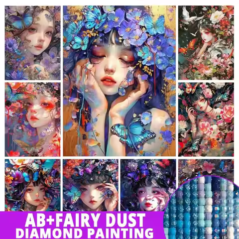 Fairy Dust AB Diy Full Mosaic Art Cartoon Girl Diamond Painting New Collection 2025 Flower Embroider