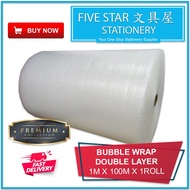 fivestar2u Bubble Wrap Double Layer 1m x 100m x 1 Roll Air Bubble Protect Fragile Packaging Single L