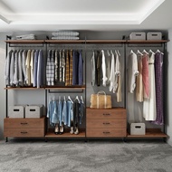 S/💎Metal Simple Wardrobe Iron Clothes Rack Floor Bedroom Wardrobe Shelf Open Cloakroom Shelf Wall Hanging URMW