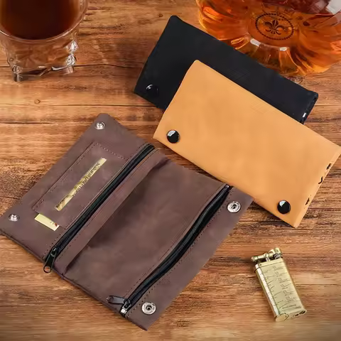 Multifunctional Tobacco Moisturizing Bag Frosted Leather Hand Cigarette Bag Foldable Storage Bag Han