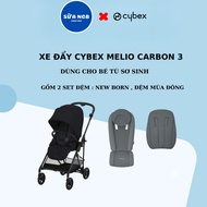 Cybex Melio Carbon folding stroller - Comes with raincoat, cup holder, Adapter Set and 2 stroller cu
