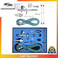 【READY STOCK】KKmoon Professional Dual Action Gravity Feed Airbrush Kit with 1.8m Hose 0.2mm/0.3mm/0.