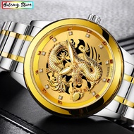 Bosck Top Brand Luxury Montre Homme Clock Waterproof Luminous Gold Color Quartz Ultra-thin Steel Belt Dragon and Phoenix Lovers Watch